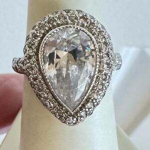 5 Carat Pear-shaped double halo Engagement Ring 925